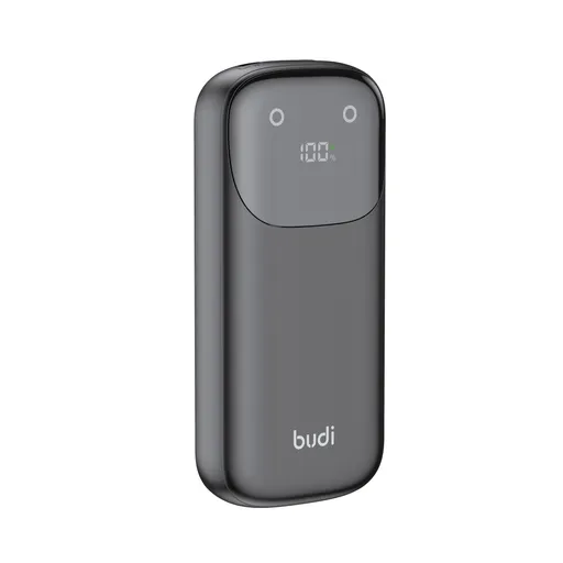 پاوربانک فست شارژ 10000 میلی آمپر بودی توان 20 وات مدل Budi PB083B1 با 4 پورت خروجی و 3 کابل USB/USB-C/لایتنینگ با گارانتی ۱۸ ماهه شرکتی (۶ ماه تعویض)