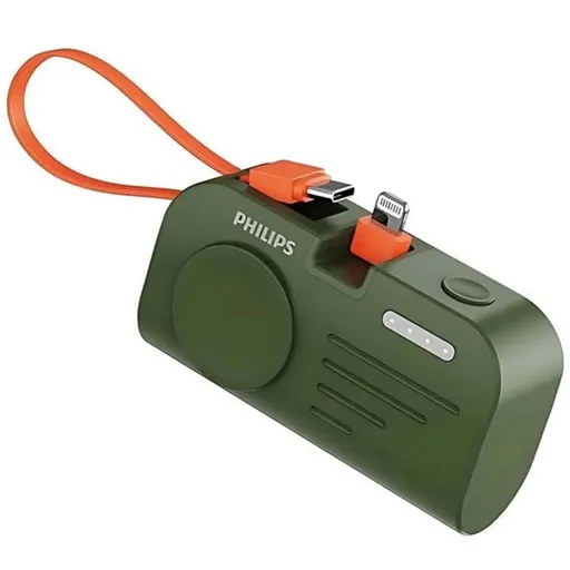 پاوربانک 4900 میلی آمپر فیلیپس مدل Philips DLP2552V دارای یک خروجی بی سیم ساعت با گارانتی 24 ماهه شرکتی