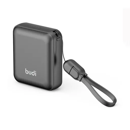 پاوربانک 10000 میلی آمپر بودی توان 22.5 وات بودی مدل Budi PB092B با 1 پورت خروجی و کابل USB-C با گارانتی ۱۸ ماهه شرکتی (۶ ماه تعویض)
